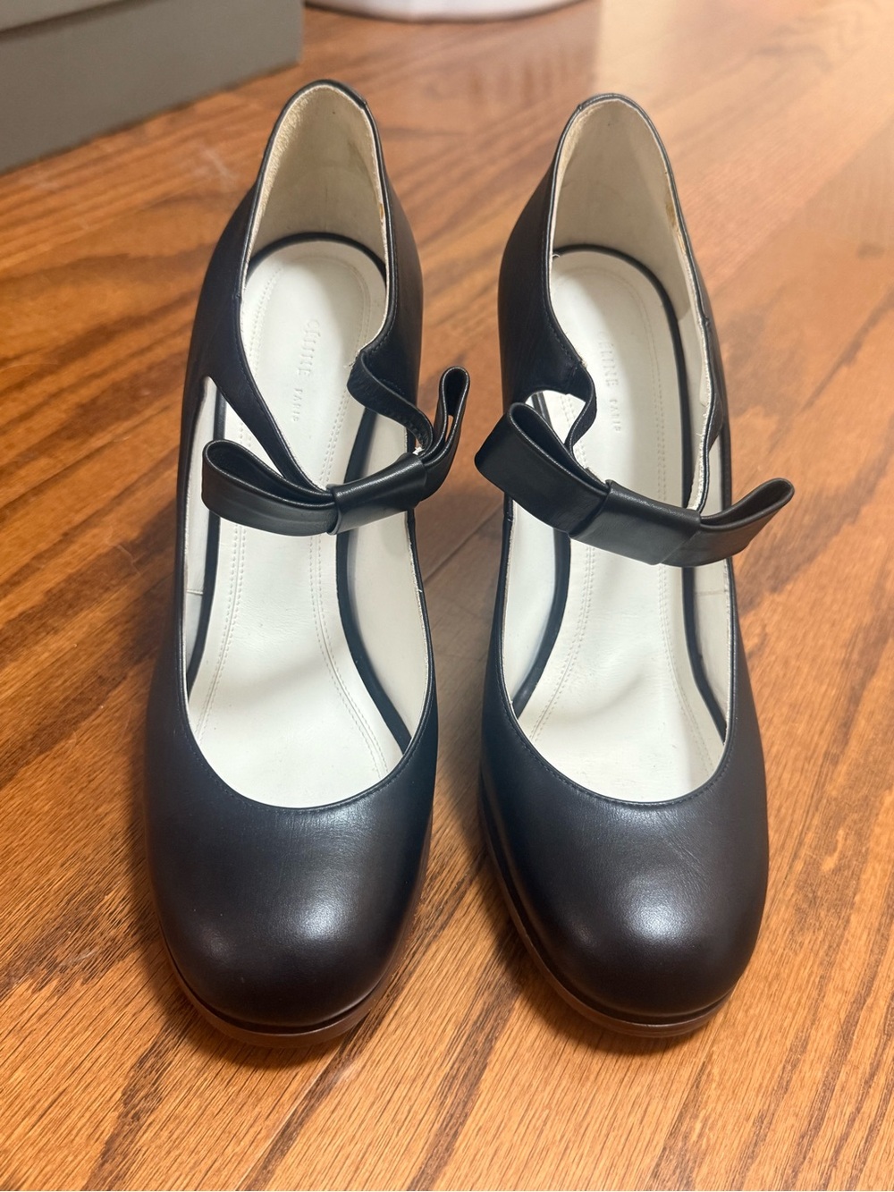 CELINE Phoebe Philo Black Leather Bow Mary Jane Platform Pumps Size 39